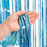 Blue Tinsel Curtain Party Backdrop - GREATRIL Foil Curtain Party