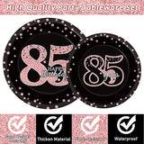 96 Pieces 85th Birthday Party Plates Rose Gold Cheers to 85 Years