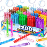 200 Pcs 20 Colors Mini Star Bubble Wand Bulk in Gift Box, Neon Bubbles