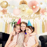 Happy Birthday Decorations for Women Girls - Gold Boho Birthday