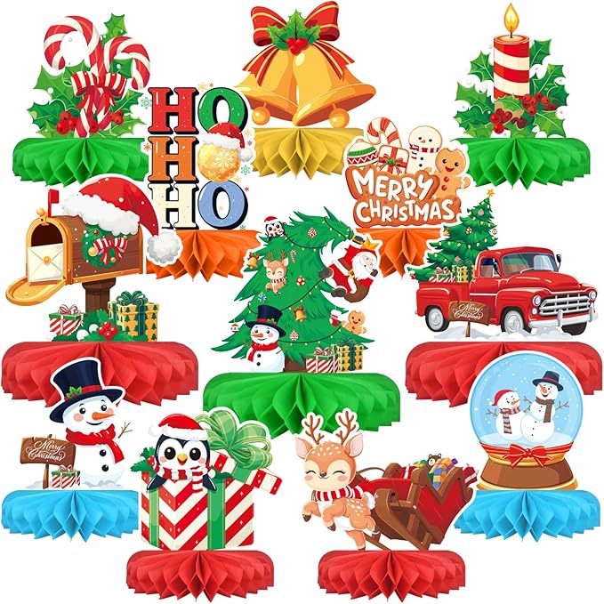 Christmas Party Decorations Festive Christmas Honeycomb Centerpieces