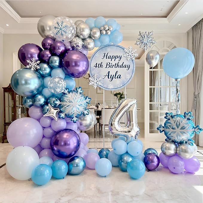 Bezente Frozen Balloons Kit, 60pcs 12 inch Blue Purple Latex Balloons