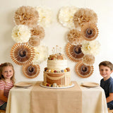 PAPER JAZZ 15 Pcs Wedding Decoration Vintage Beige Pompoms Decoration