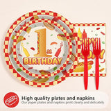 96Pcs Hot Dog Party Supplies 1st Birthday Plates and Napkins Fast