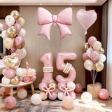 Pink Number 15 Balloon 40 Inch, Dusty Blush Pink Gold White Sand Latex