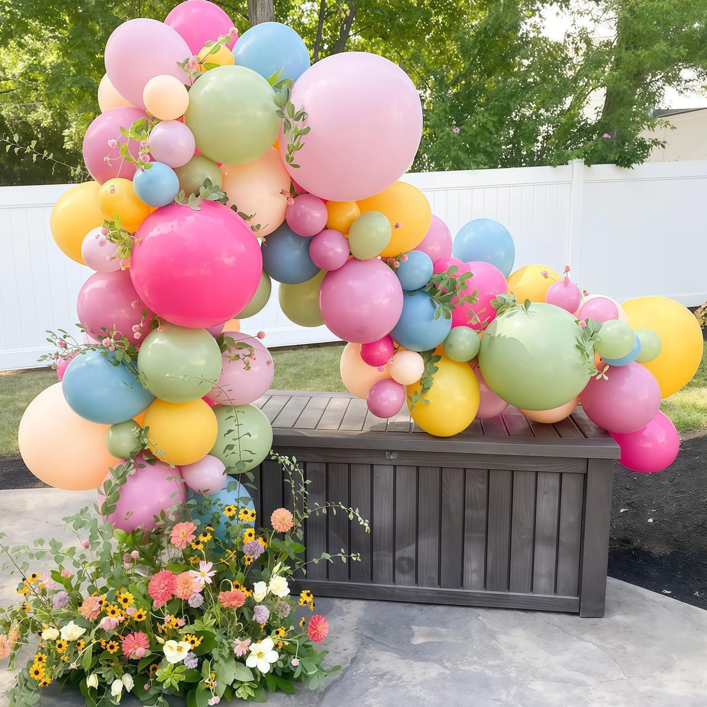 Boho Rainbow Balloons Retro Colorful Floral Balloon Assorted Colors