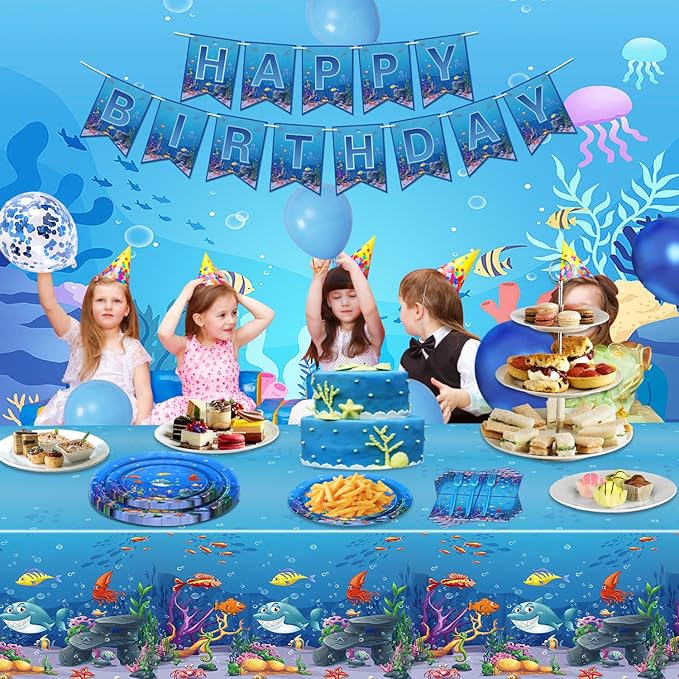 246 Pack Under the Sea Party Supplies Ocean Sea Party Tableware Set