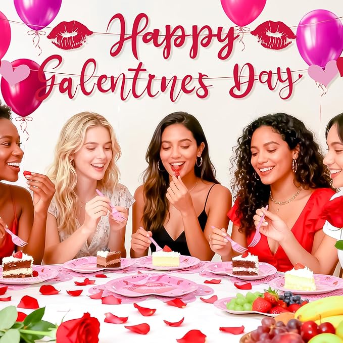 109PCS Happy Galentine's Day Party Supplies Pink Love Heart