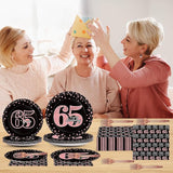 96 Pcs 65th Birthday Plates and Napkins Party Supplies Happy 65th