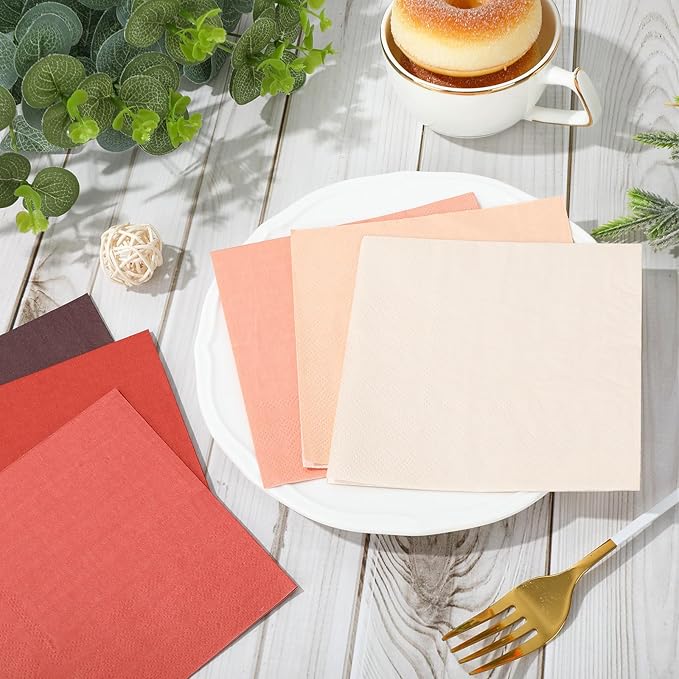 Whaline 120 Sheet Fall Rust Color Cocktail Napkin 6 Colors Gradient