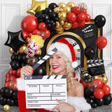 Movie Night Balloon Garland Arch Kit Red Black Gold Confetti