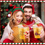 50 Pcs Merry Christmas Buffalo Plaid Plastic Cups 12 oz Clear
