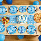 96Pcs Blue 1st Birthday Party Decorations Mr Onederful Plates and
