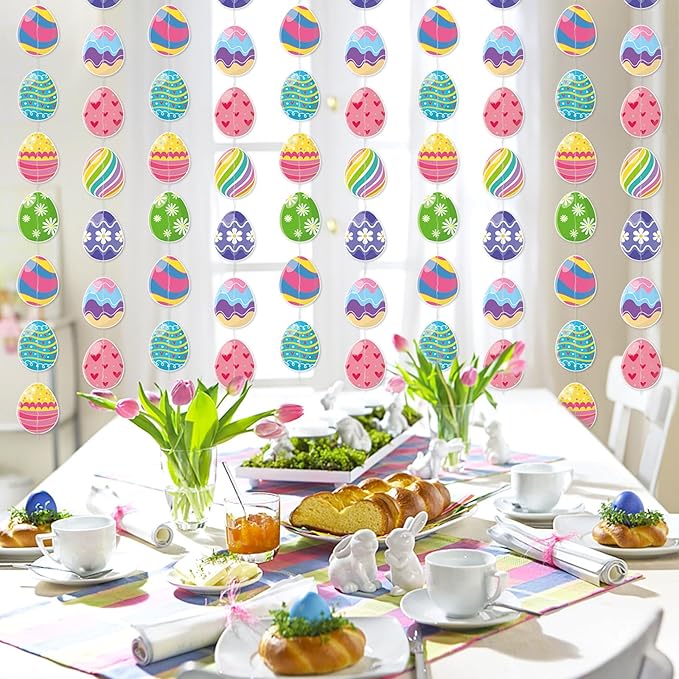 Easter Egg Party Decoration Garland 8pcs Pastel Rainbow Spring