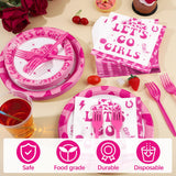 durony 96 Pieces Let's Go Girls Party Tableware Serve 24 Guests