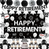 Retirement Party Decorations Black White Happy Retirement Banner