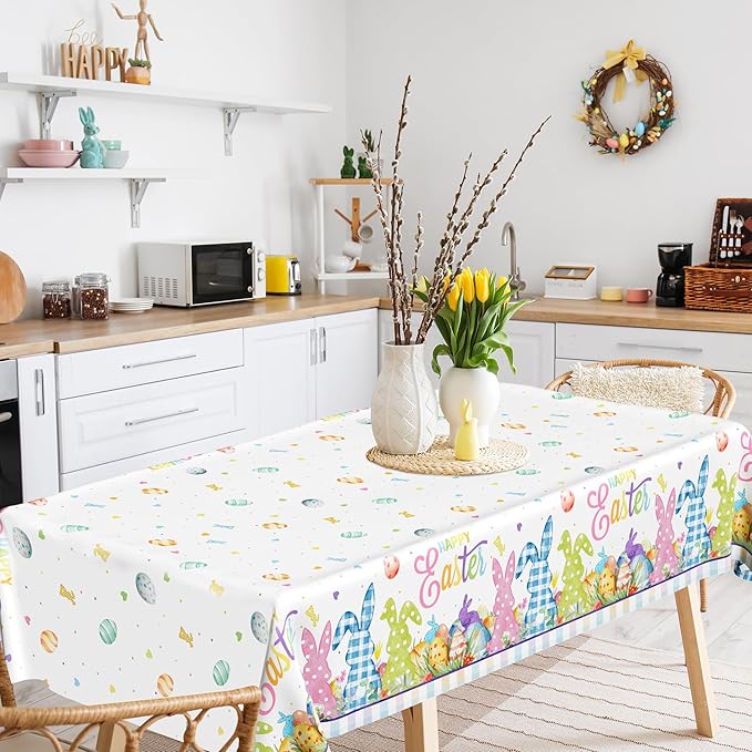 2 Pack Easter Tablecloth, 54" x 108" Easter Decorations, Rectangular
