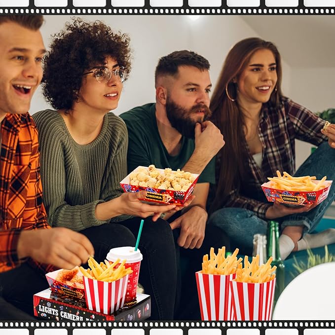 108 Pcs/ 36 Sets Movie Night Snack Trays Popcorn Boxes Cardboard