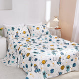JSD Blue Astronaut Kids Sheet Set Full Size, 4 Piece Space Rocket