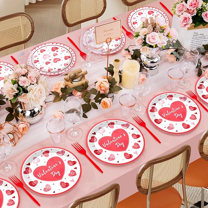 Valentine's Day Plates and Napkins Red Pink XOXO Party Decorations