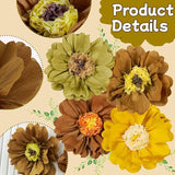 4 PCS 20" Brown Yellow Giant Paper Flowers Boho Baby Shower Party