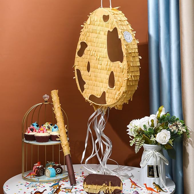 Lenwen Dinosaur Easter Egg Piñata 16 x 12 x 3 in Pull String Easter