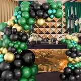 Green and Black Gold Balloon Garland Kit 126PCS Metallic Gold and