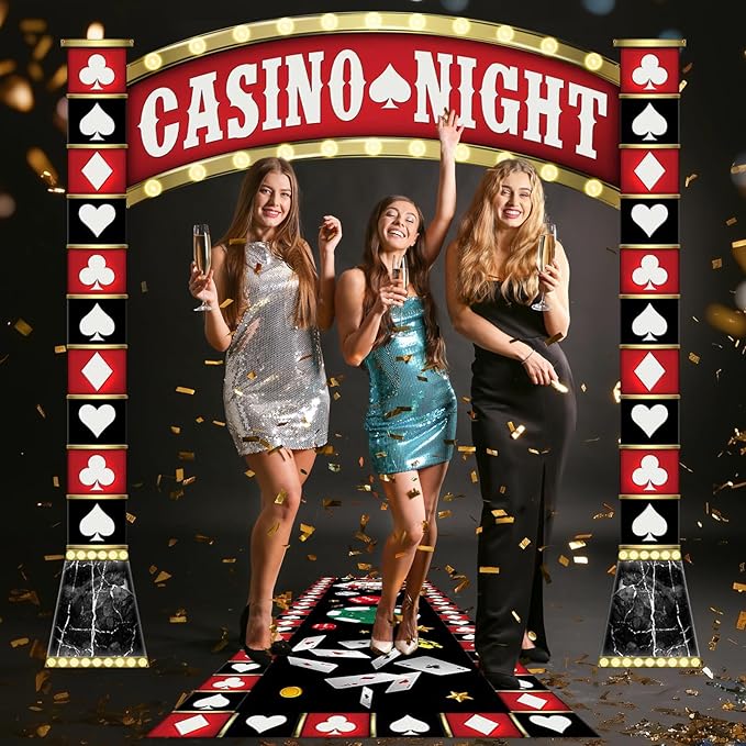 Casino Night Porch Banner Set 2PCs 41.66x98.4in Poker Signs with