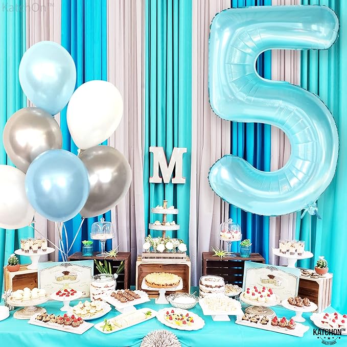 KatchOn, Big Light Blue 5 Balloon Number - 40 Inch | Light Blue