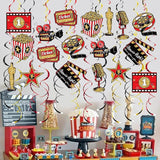 Movie Night Hanging Swirl Set Party Decorations 48 Pcs Hollywood