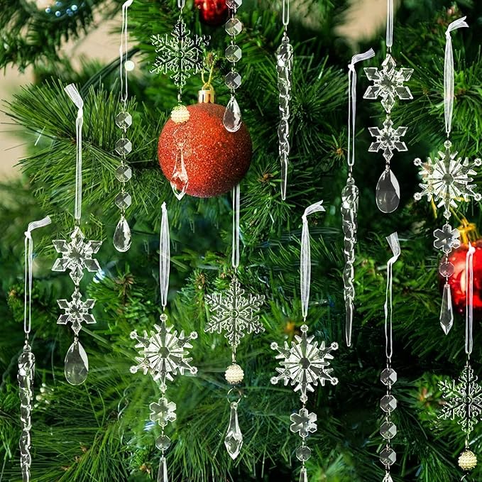 Christmas Tree Decoration Crystal Ornaments - 32pcs Acrylic Christmas