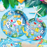 Pool Party Decoration 143Pcs Summer Tableware Pool Hello Summer