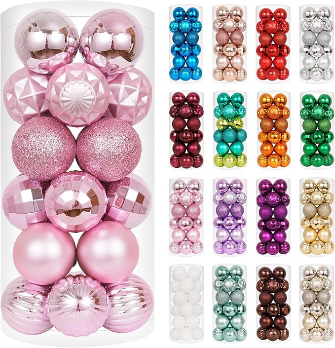 XmasExp 24ct Christmas Ball Ornaments Shatterproof Christmas Ornaments