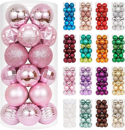 XmasExp 24ct Christmas Ball Ornaments Shatterproof Christmas Ornaments