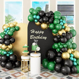 Green and Black Gold Balloon Garland Kit 126PCS Metallic Gold and
