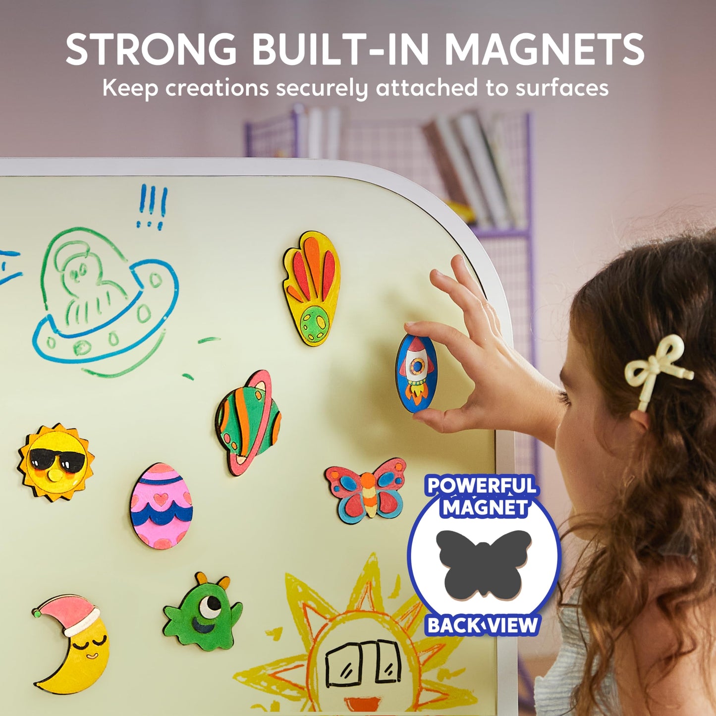 JOYIN 12 Glow in The Dark Wooden Magnets for Kids, Paint Your Own Arts