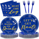 96 Pcs Nautical Bachelorette Party Plates and Napkins for Let's Get