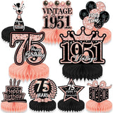 75th Birthday Decorations Women, 9PCS Rose Gold 75th Birthday