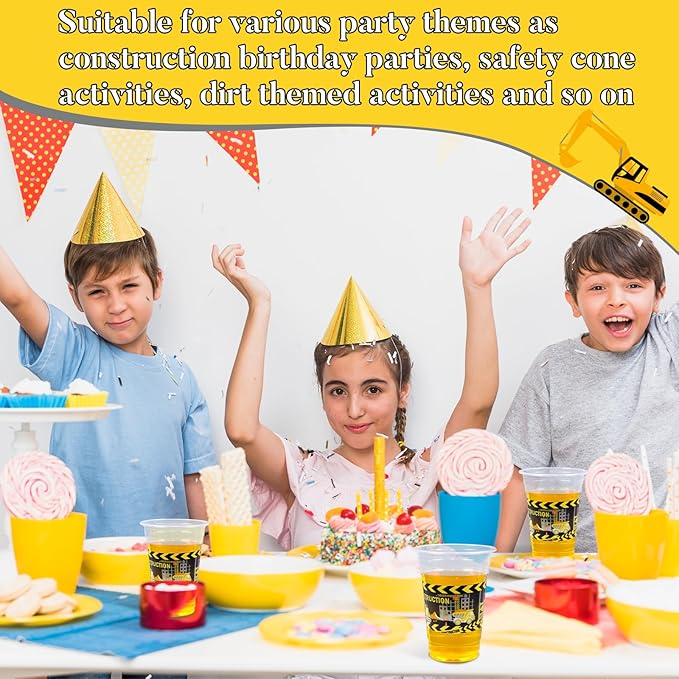 60 Pieces 16oz Construction Birthday Party Supplies Disposable