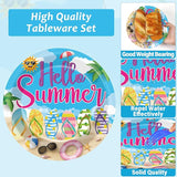 96Pcs Hello Summer Plates and Napkins Beach Party Decorations
