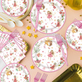 Fairy Birthday Party Supplies Tableware - 96PCS Butterfly Flower