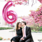 KatchOn, Giant Hot Pink Number 6 Balloon - 40 Inch | 6th Birthday