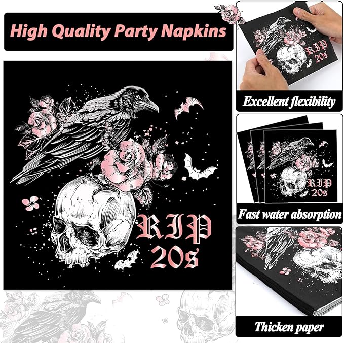 100 Pcs 30th Birthday Party Supplies Death to My 20s Paper Plates