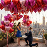 18 Inch Rose & Pink & Red Heart Balloons 24 Pcs Valentine's Day Foil