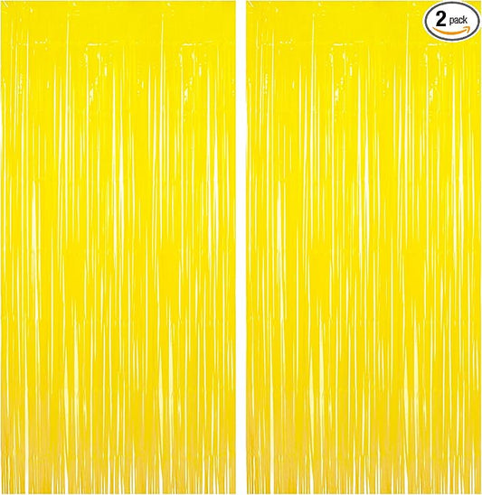 BRAVESHINE Fringe Curtain Backdrop - 2 Pack Pastel Yellow Photo