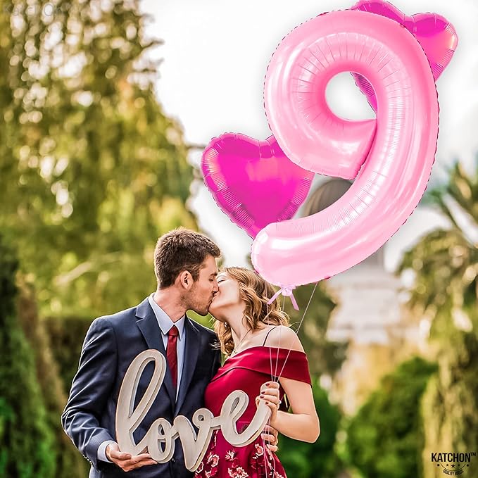 KatchOn, Giant Light Pink Number 9 Balloon - 40 Inch | Foil 9