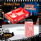 24Pcs Movie Night Supplies Disposable Paper Movie Snack Trays 12ct