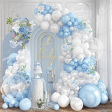 Pastel Blue White Balloons Garland Arch Kit, 104PCS Double Stuffed