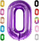 Giant, Purple 0 Number Balloons - 40 Inch | Pair 0 Digit Balloon to