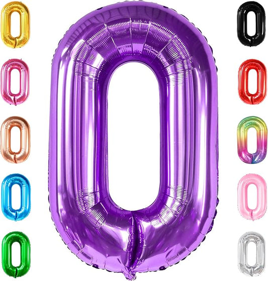Giant, Purple 0 Number Balloons - 40 Inch | Pair 0 Digit Balloon to